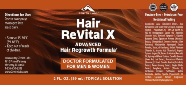 Hair Revital X Ingredients